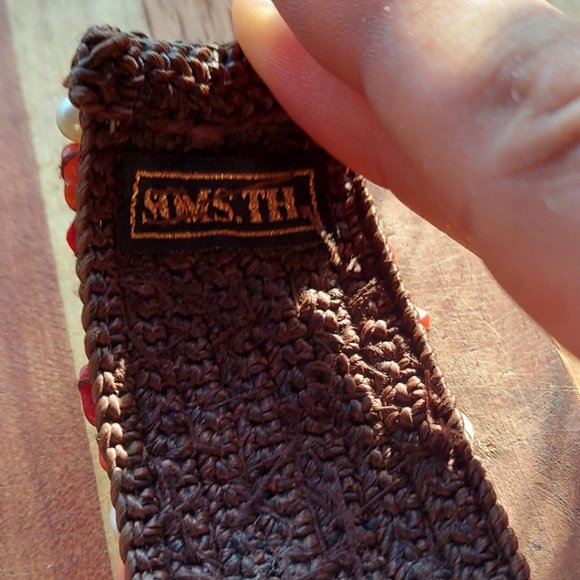 SOMS TH Handcrafted Arizona River Turquoise Red Coral Pearl Artisan Beaded Cuff - Picture 6 of 7